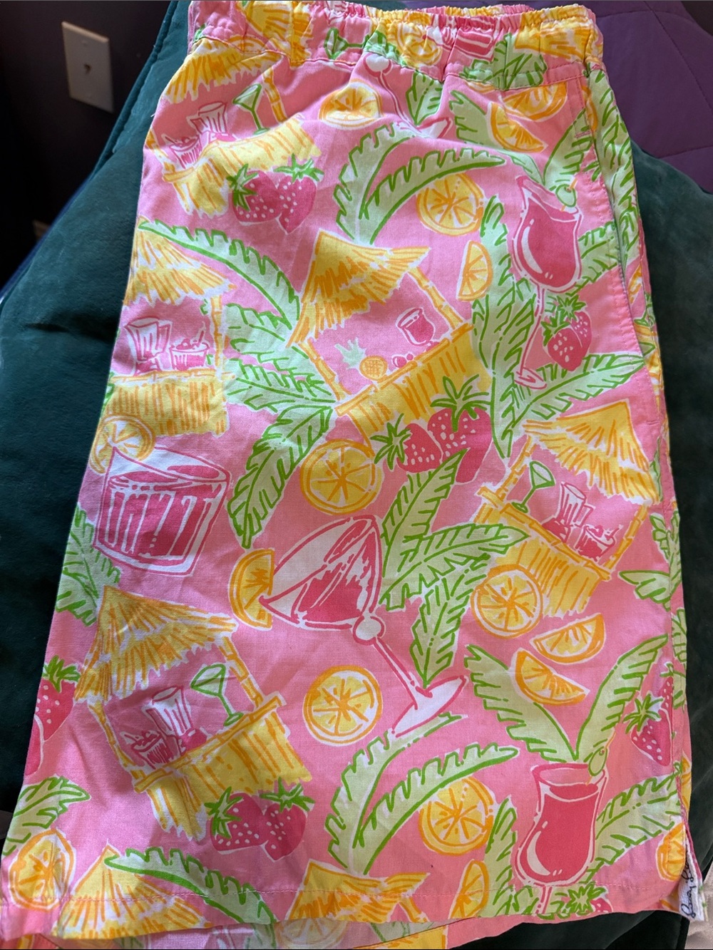 Lilly Pulitzer Pink Tropical Cocktail-Print Swim Trunks